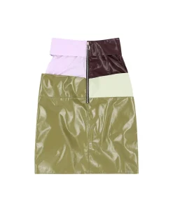 Andersson Bell Margo Tied Sleeves Skirt Apa597W(Green/Purple)-Women Skirts