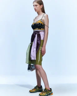 Andersson Bell Margo Tied Sleeves Skirt Apa597W(Green/Purple)-Women Skirts