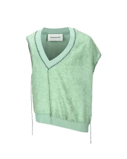 Andersson Bell Mario Summer Shaggy V-Neck Vest Atb960M(Green)-Men Knitwear