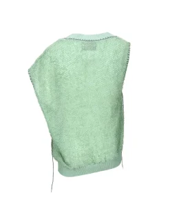 Andersson Bell Mario Summer Shaggy V-Neck Vest Atb960M(Green)-Men Knitwear