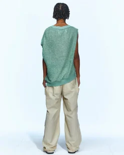 Andersson Bell Mario Summer Shaggy V-Neck Vest Atb960M(Green)-Men Knitwear