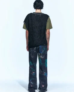 Andersson Bell Mario Summer Shaggy V-Neck Vest Atb960M(Black)-Men Knitwear
