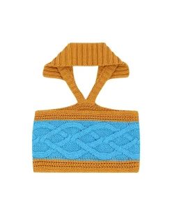 Andersson Bell Marlow Halter Cable Top Atb890W(Tan/Blue)-Women Tops