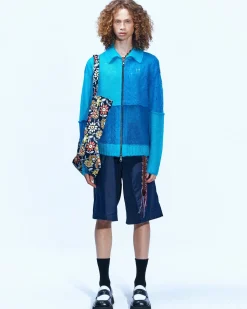 Andersson Bell Mateira Patchwork Cardigan Atb852M(Blue)-Men Outerwear