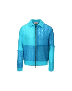 Andersson Bell Mateira Patchwork Cardigan Atb852M(Blue)-Men Outerwear