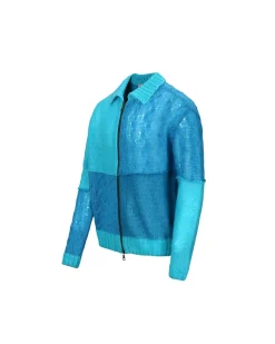 Andersson Bell Mateira Patchwork Cardigan Atb852M(Blue)-Men Outerwear