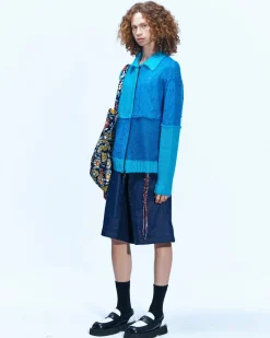 Andersson Bell Mateira Patchwork Cardigan Atb852M(Blue)-Men Outerwear