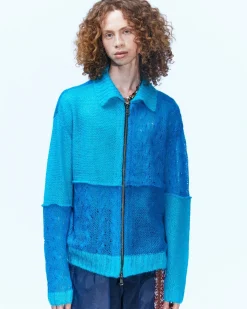 Andersson Bell Mateira Patchwork Cardigan Atb852M(Blue)-Men Outerwear
