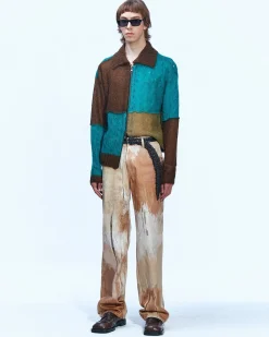 Andersson Bell Mateira Patchwork Cardigan Atb852M(Brown)-Men Outerwear