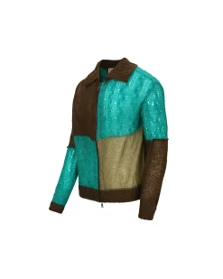 Andersson Bell Mateira Patchwork Cardigan Atb852M(Brown)-Men Outerwear