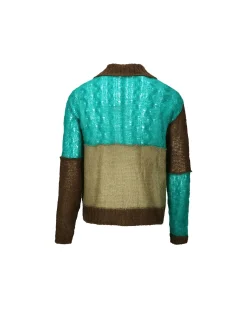 Andersson Bell Mateira Patchwork Cardigan Atb852M(Brown)-Men Outerwear