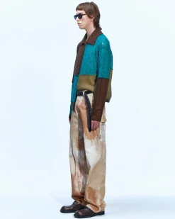 Andersson Bell Mateira Patchwork Cardigan Atb852M(Brown)-Men Outerwear