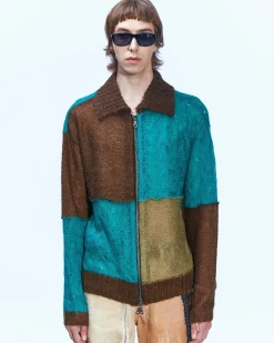 Andersson Bell Mateira Patchwork Cardigan Atb852M(Brown)-Men Outerwear