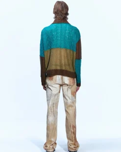 Andersson Bell Mateira Patchwork Cardigan Atb852M(Brown)-Men Outerwear