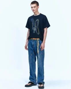 Andersson Bell (Men) (Essential) Unisex New Ab Logo Embroidery T-Shirts Atb903U(Black)-Men T-Shirts