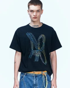 Andersson Bell (Men) (Essential) Unisex New Ab Logo Embroidery T-Shirts Atb903U(Black)-Men T-Shirts