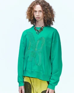Andersson Bell (Men) (Essential) Unisex New Ab Logo Embroidery Sweatshirt Atb899U(Green)-Men Sweatshirts