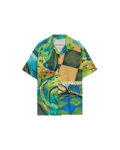 Andersson Bell (Men) Unisex Impressionist Printed Shirt Atb685U(Green)-Men Shirts