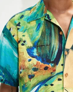 Andersson Bell (Men) Unisex Impressionist Printed Shirt Atb685U(Green)-Men Shirts