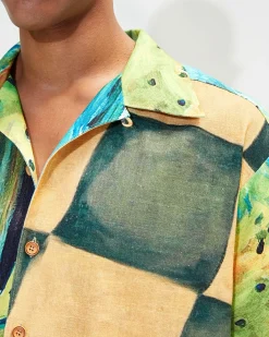 Andersson Bell (Men) Unisex Impressionist Printed Shirt Atb685U(Green)-Men Shirts
