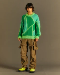 Andersson Bell (Men) Unisex Reims23 Intarsia Sweater Atb858U(Green/Lime)-Men Knitwear