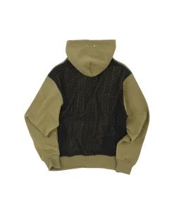 Andersson Bell Mesh Panel Contrast Hoodie Atb869M(Khaki)-Men T-Shirts