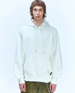 Andersson Bell Mesh Panel Contrast Hoodie Atb869M(Ivory)-Men T-Shirts