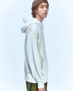 Andersson Bell Mesh Panel Contrast Hoodie Atb869M(Ivory)-Men T-Shirts