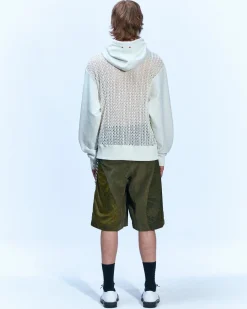 Andersson Bell Mesh Panel Contrast Hoodie Atb869M(Ivory)-Men T-Shirts