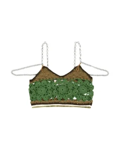 Andersson Bell Mila Hand Crochet Top Atb875W(Green)-Women Tops