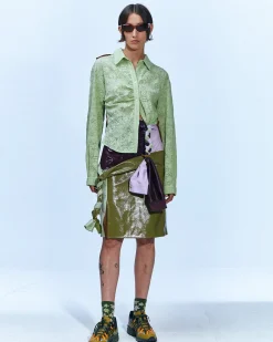 Andersson Bell Moeka Knit Combination Shirts Atb887W(Jade)-Women Blouses