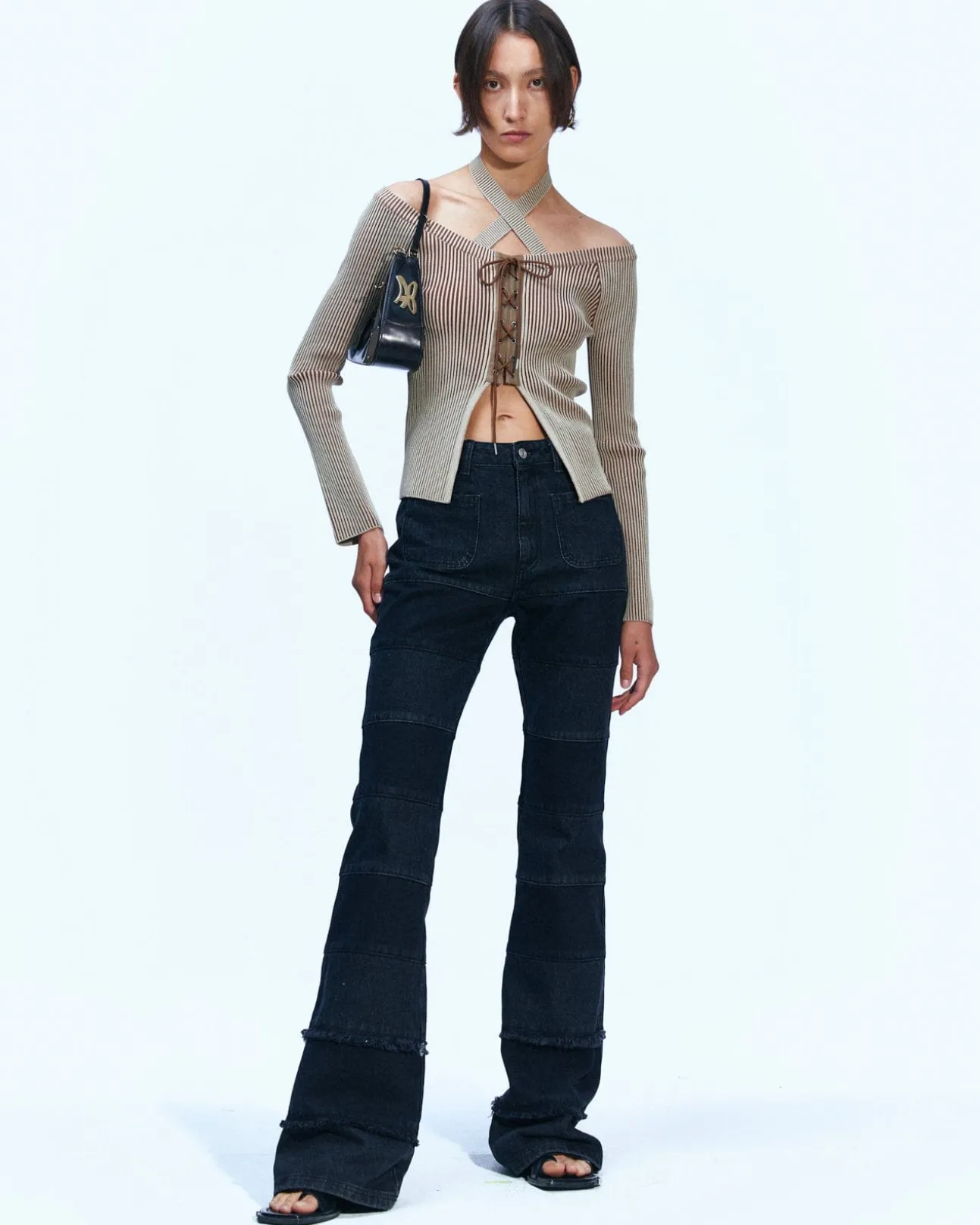 Andersson Bell Mona Knitted Corset Top Atb877W(Beige)-Women Tops