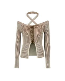 Andersson Bell Mona Knitted Corset Top Atb877W(Beige)-Women Tops