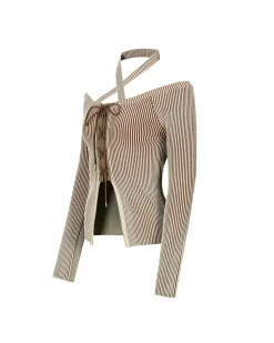 Andersson Bell Mona Knitted Corset Top Atb877W(Beige)-Women Tops