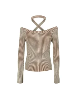 Andersson Bell Mona Knitted Corset Top Atb877W(Beige)-Women Tops
