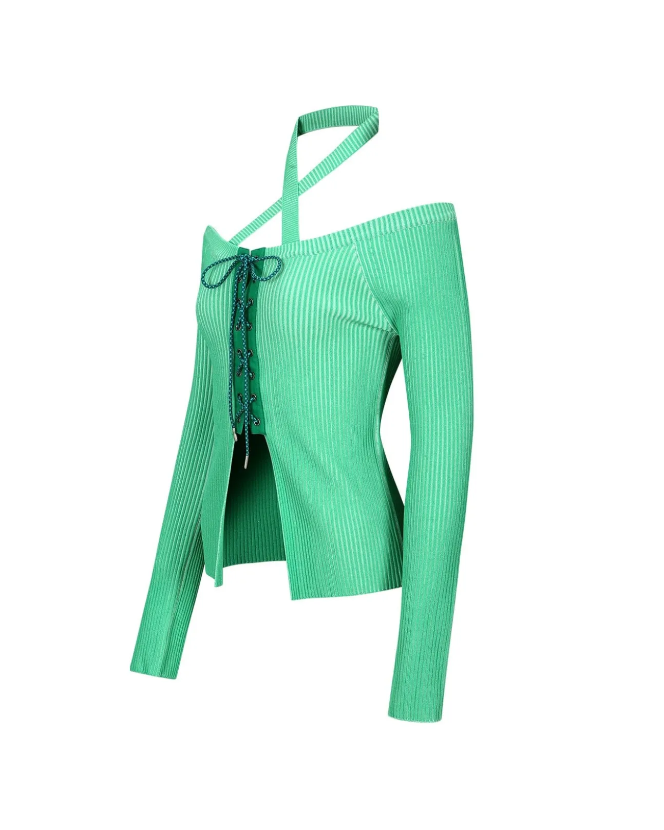 Andersson Bell Mona Knitted Corset Top Atb877W(Green)-Women Tops