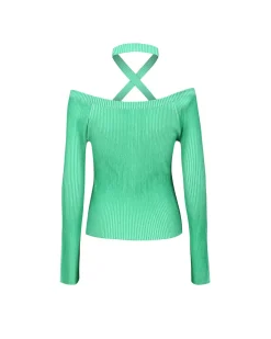 Andersson Bell Mona Knitted Corset Top Atb877W(Green)-Women Tops