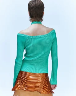 Andersson Bell Mona Knitted Corset Top Atb877W(Green)-Women Tops
