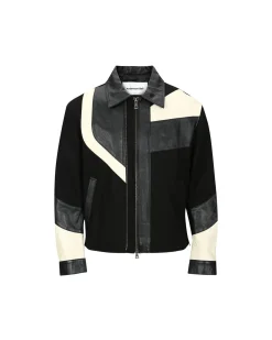 Andersson Bell Motorcycle Leather Varsity Jacket Awa502M(Black)-Men Outerwear