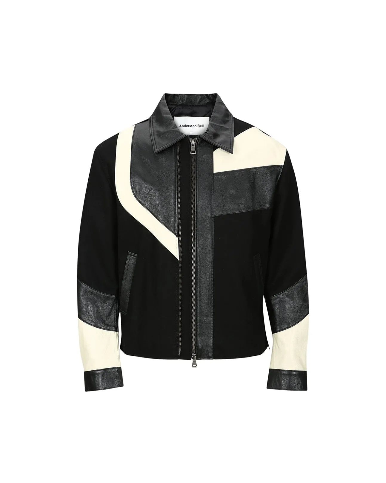 Andersson Bell Motorcycle Leather Varsity Jacket Awa502M(Black)-Men Outerwear