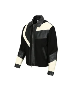 Andersson Bell Motorcycle Leather Varsity Jacket Awa502M(Black)-Men Outerwear