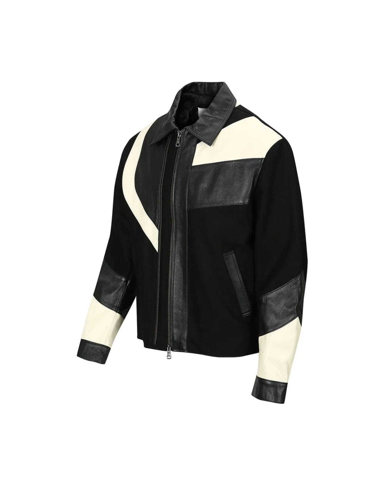 Andersson Bell Motorcycle Leather Varsity Jacket Awa502M(Black)-Men Outerwear