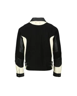 Andersson Bell Motorcycle Leather Varsity Jacket Awa502M(Black)-Men Outerwear