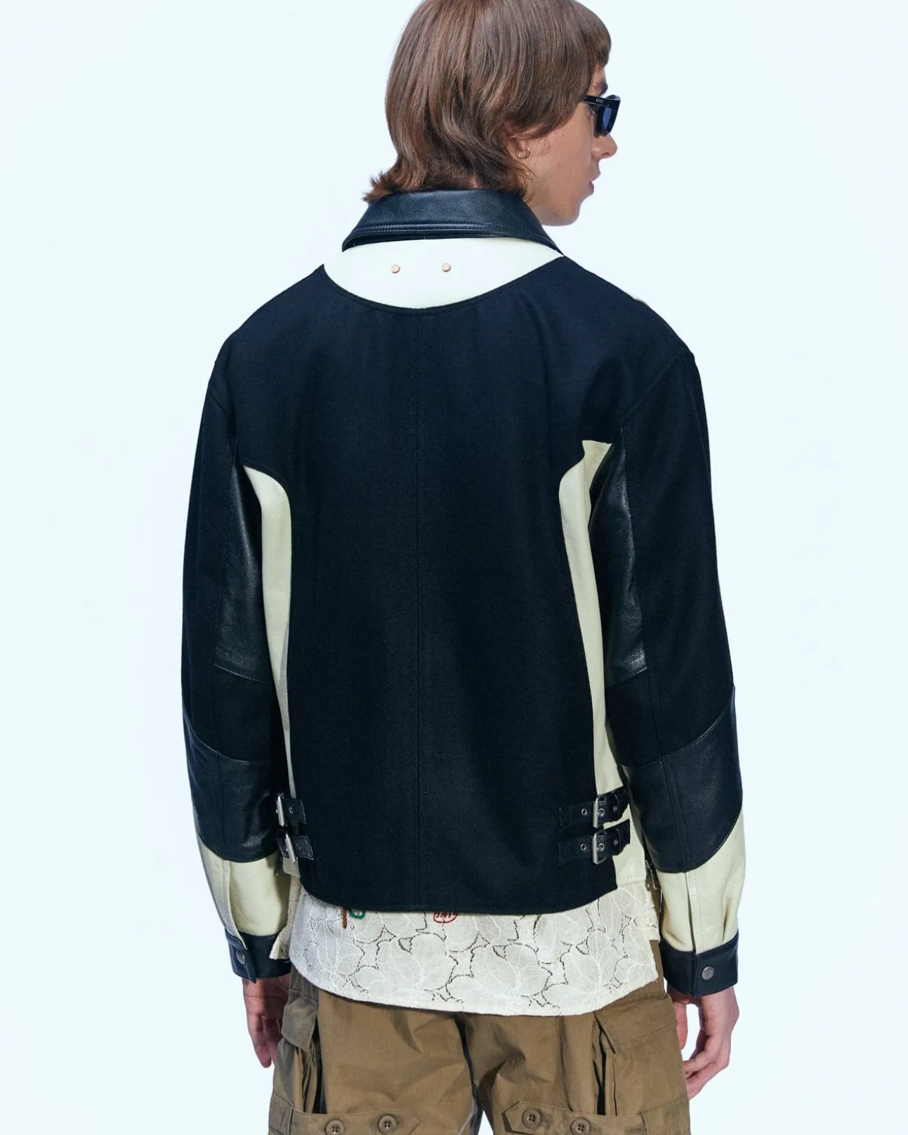 Andersson Bell Motorcycle Leather Varsity Jacket Awa502M(Black)-Men Outerwear