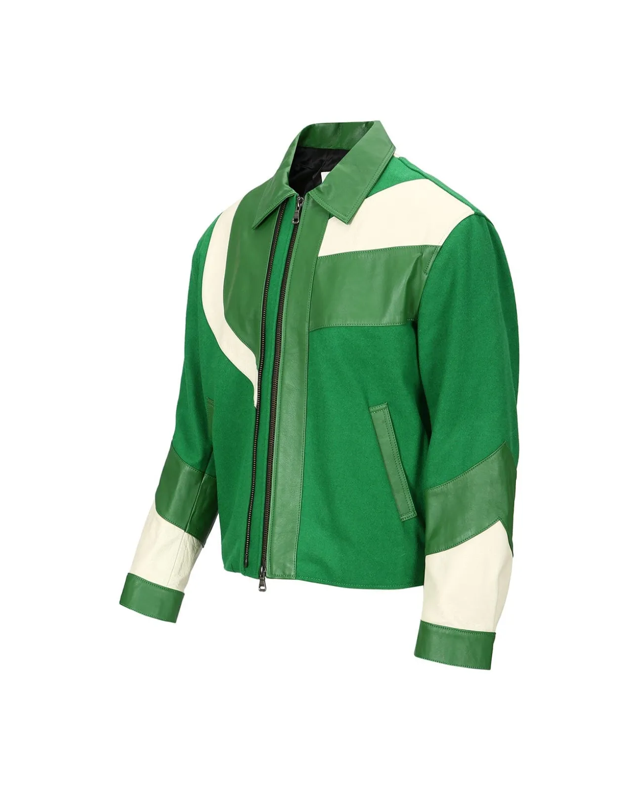 Andersson Bell Motorcycle Leather Varsity Jacket Awa502M(Green)-Men Outerwear