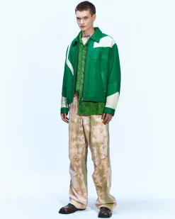 Andersson Bell Motorcycle Leather Varsity Jacket Awa502M(Green)-Men Outerwear
