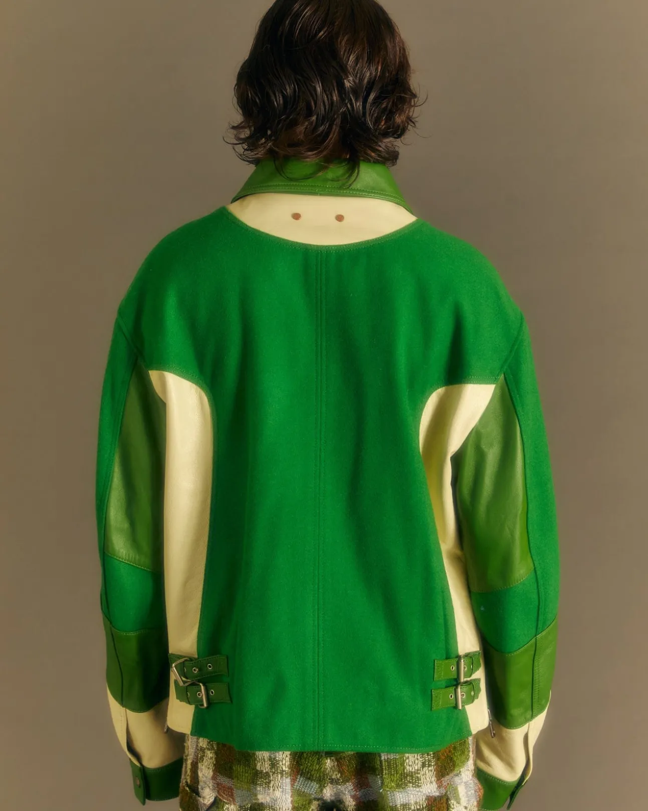 Andersson Bell Motorcycle Leather Varsity Jacket Awa502M(Green)-Men Outerwear