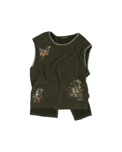 Andersson Bell Mushman Embroidery Knit Vest Atb956M(Khaki)-Men Knitwear