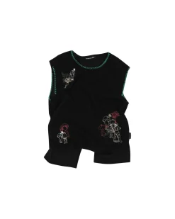 Andersson Bell Mushman Embroidery Knit Vest Atb956M(Black)-Men Knitwear