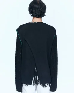 Andersson Bell Mushman Embroidery Knit Vest Atb956M(Black)-Men Knitwear